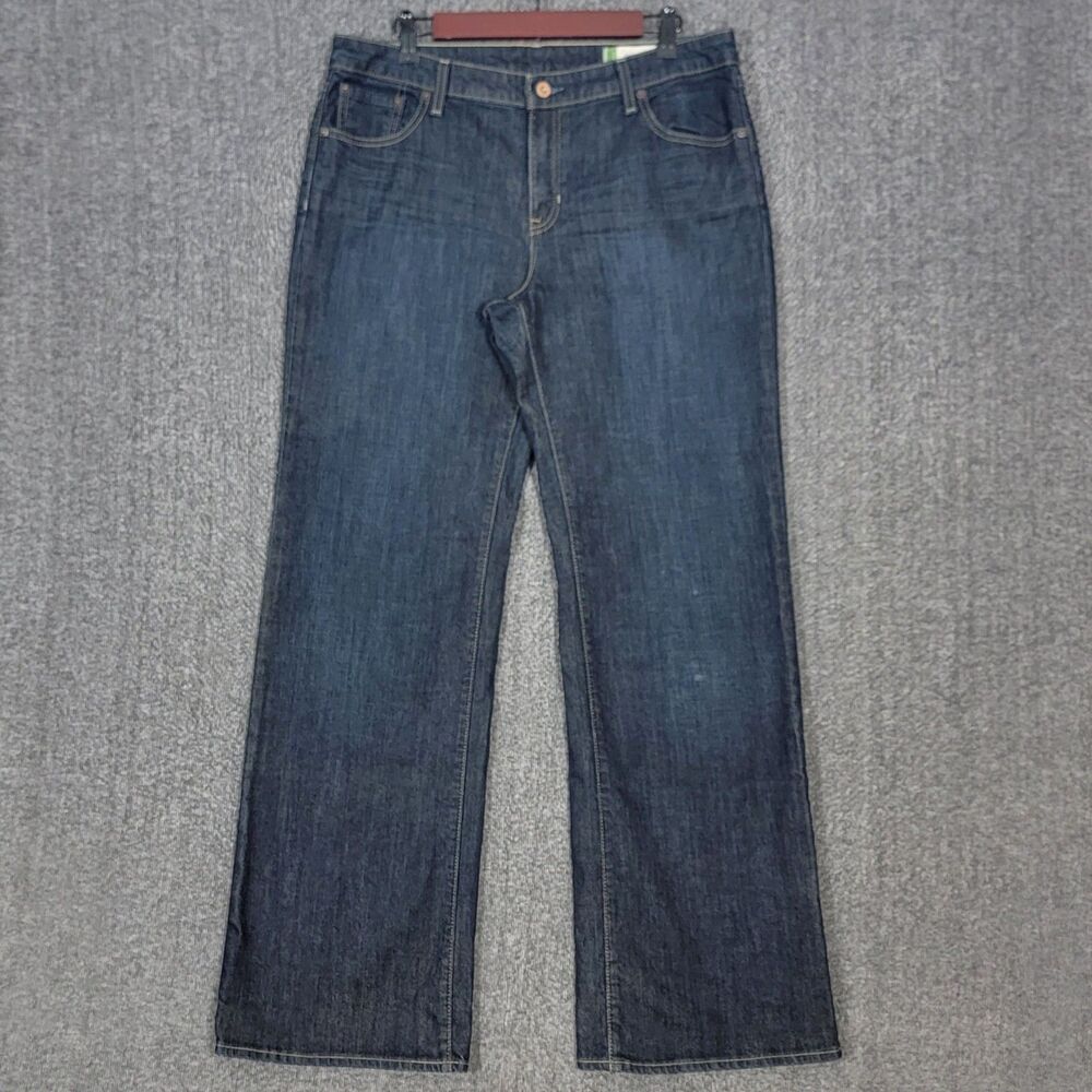 Gap Essential Jeans Womens 12R Blue Dark Wash Wide Leg Stretch Denim 34x32